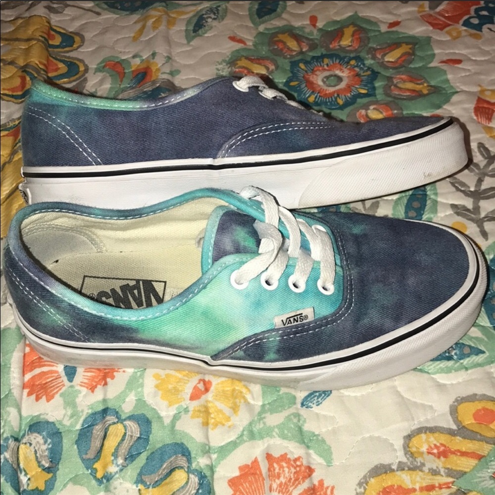blue multicolor vans authentic skate shoe